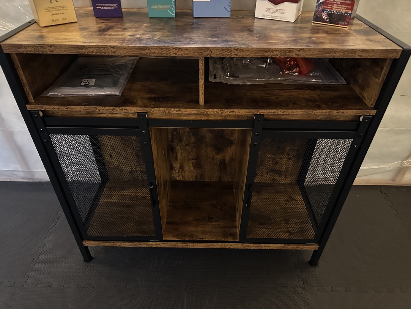 Industrial Style Cabinet with Sliding Barn Doors