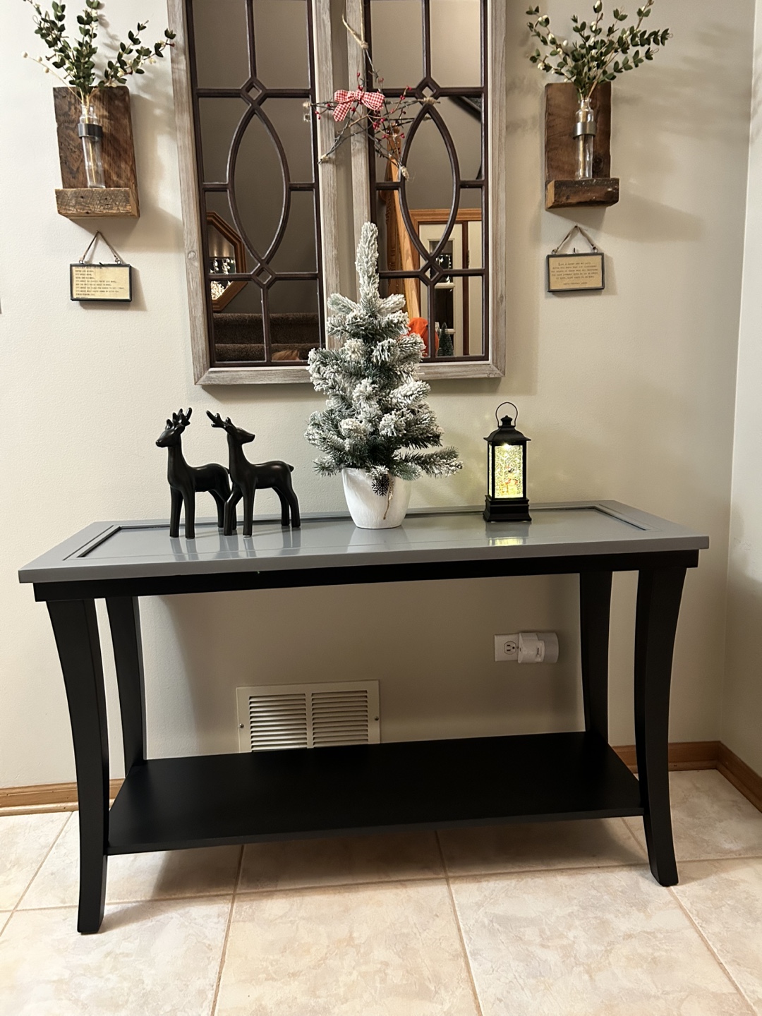 Gray and Black Console Table