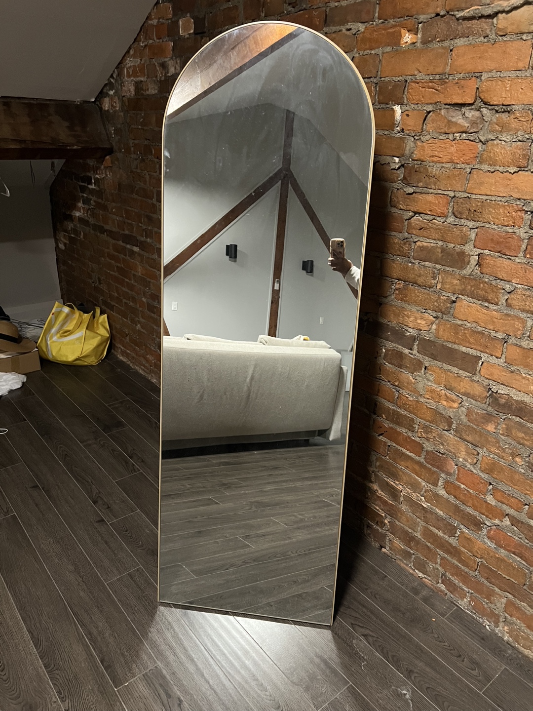 Full Length Arch Mirror with Gold Frame