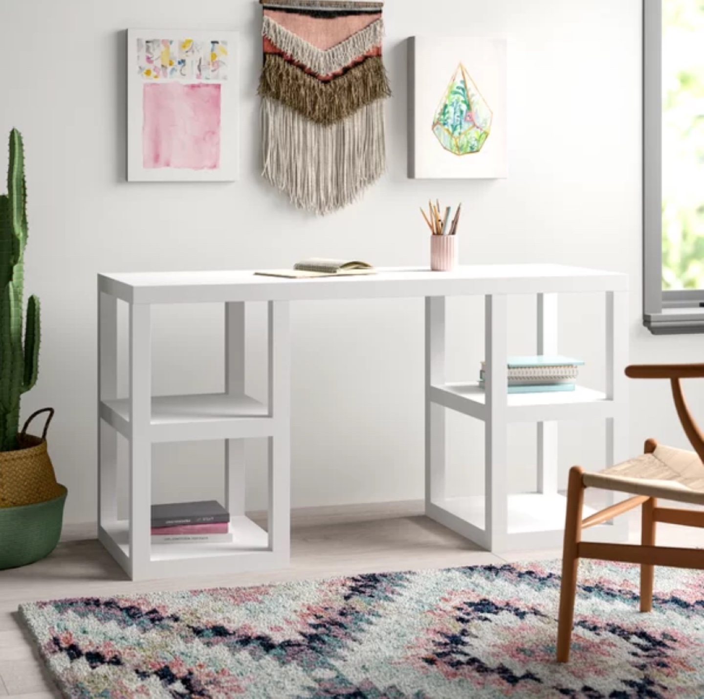 White Desk with Shelving - photo 5