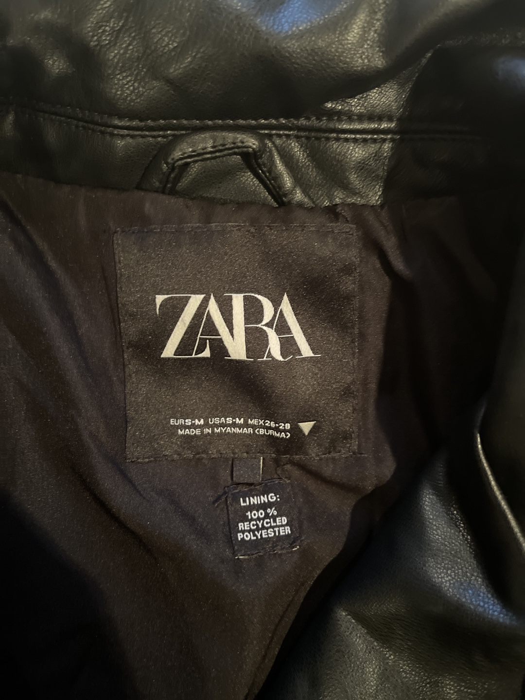 Zara Black Leather Jacket with Belt - photo 2
