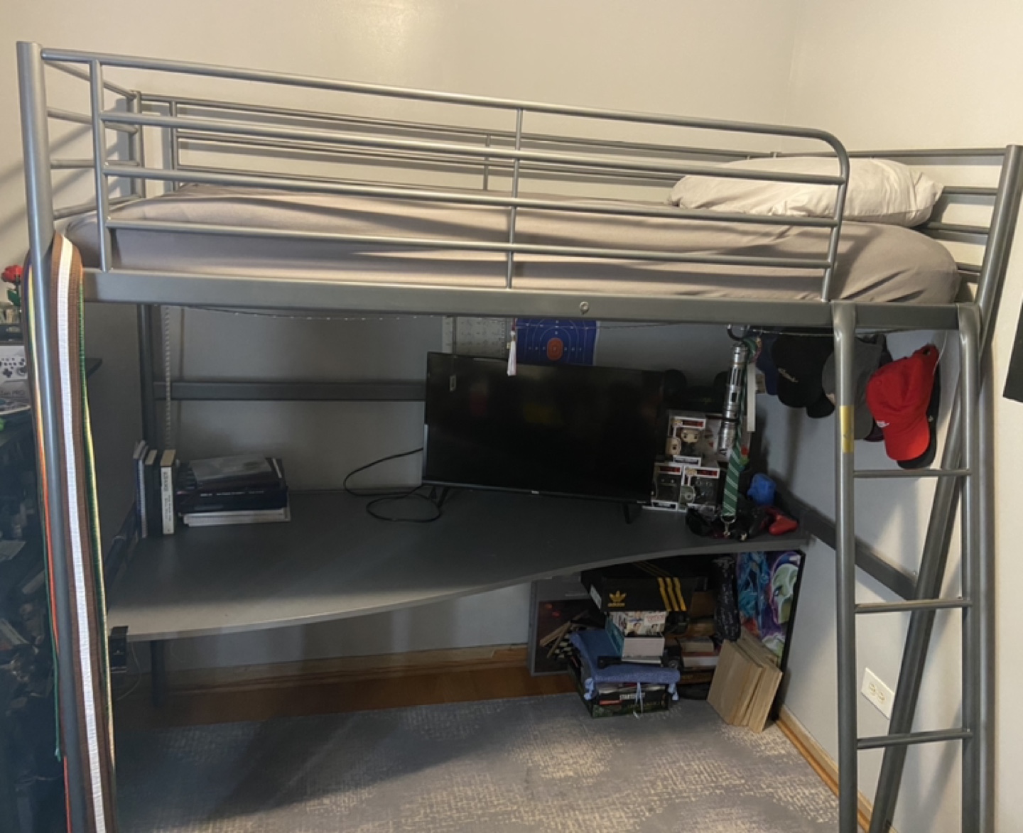 IKEA Metal Loft twin Bed with Desk