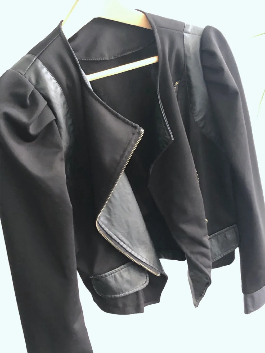 OS- Black Crop Moto Jacket image indicator(4)