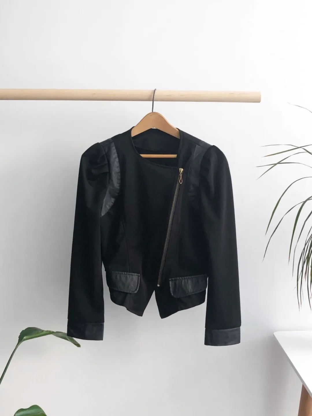 OS- Black Crop Moto Jacket image indicator(2)