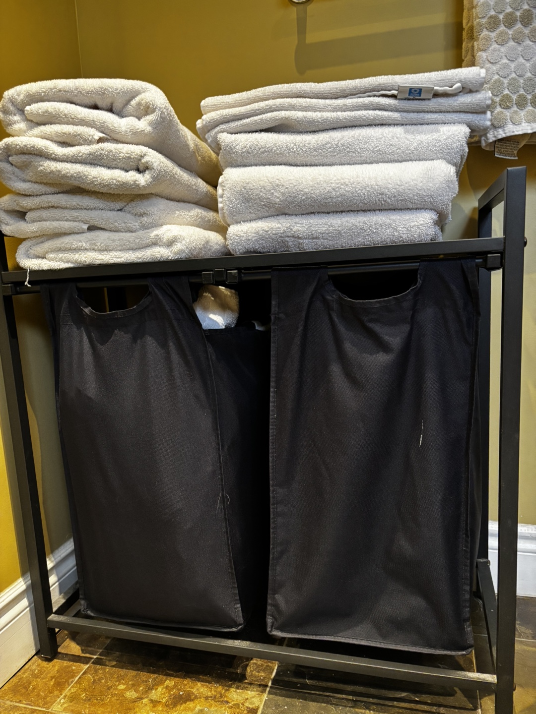 Black Metal Laundry Hamper with Two Canvas Bags - photo 4
