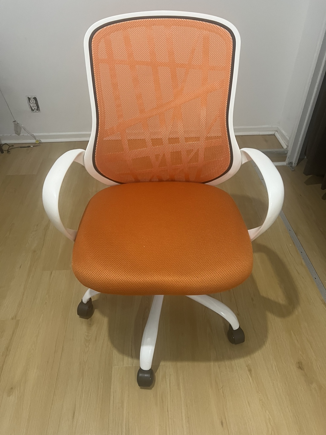 Orange and White Mesh Office Chair