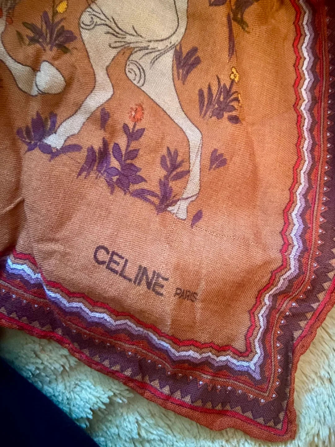 CELINE Paris vintage scarf silk & wool Authentic image indicator(3)