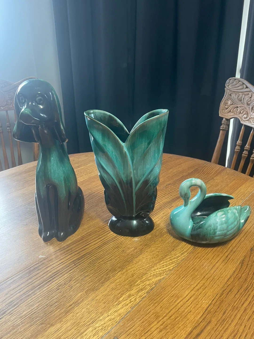 Blue Mountain Pottery Dog, Swan, and Vase Set thumbnail