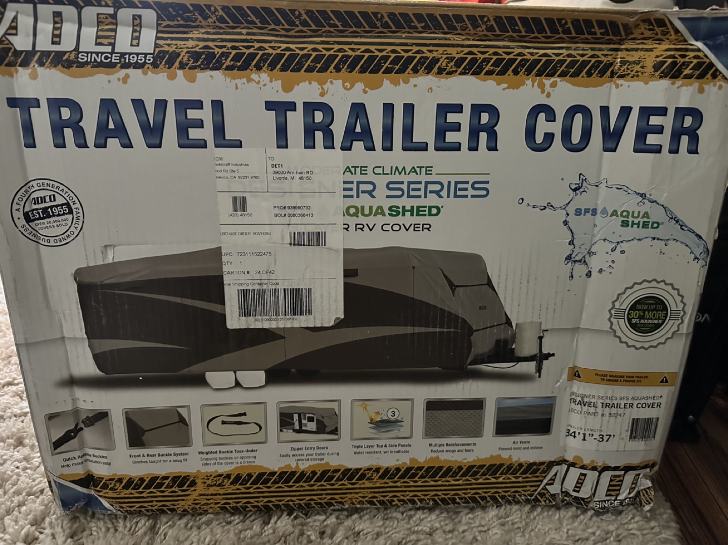 AICO Designer Series Travel Trailer Cover 34'1"-37'