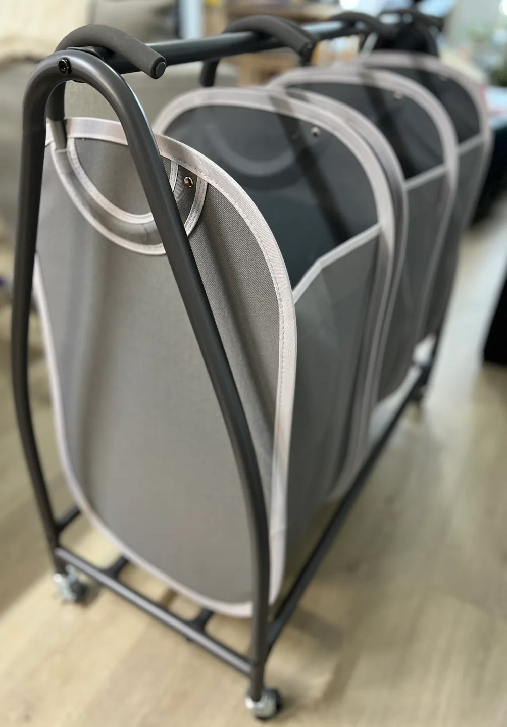 Rolling Laundry Hamper Cart with 3 Baskets image indicator(4)