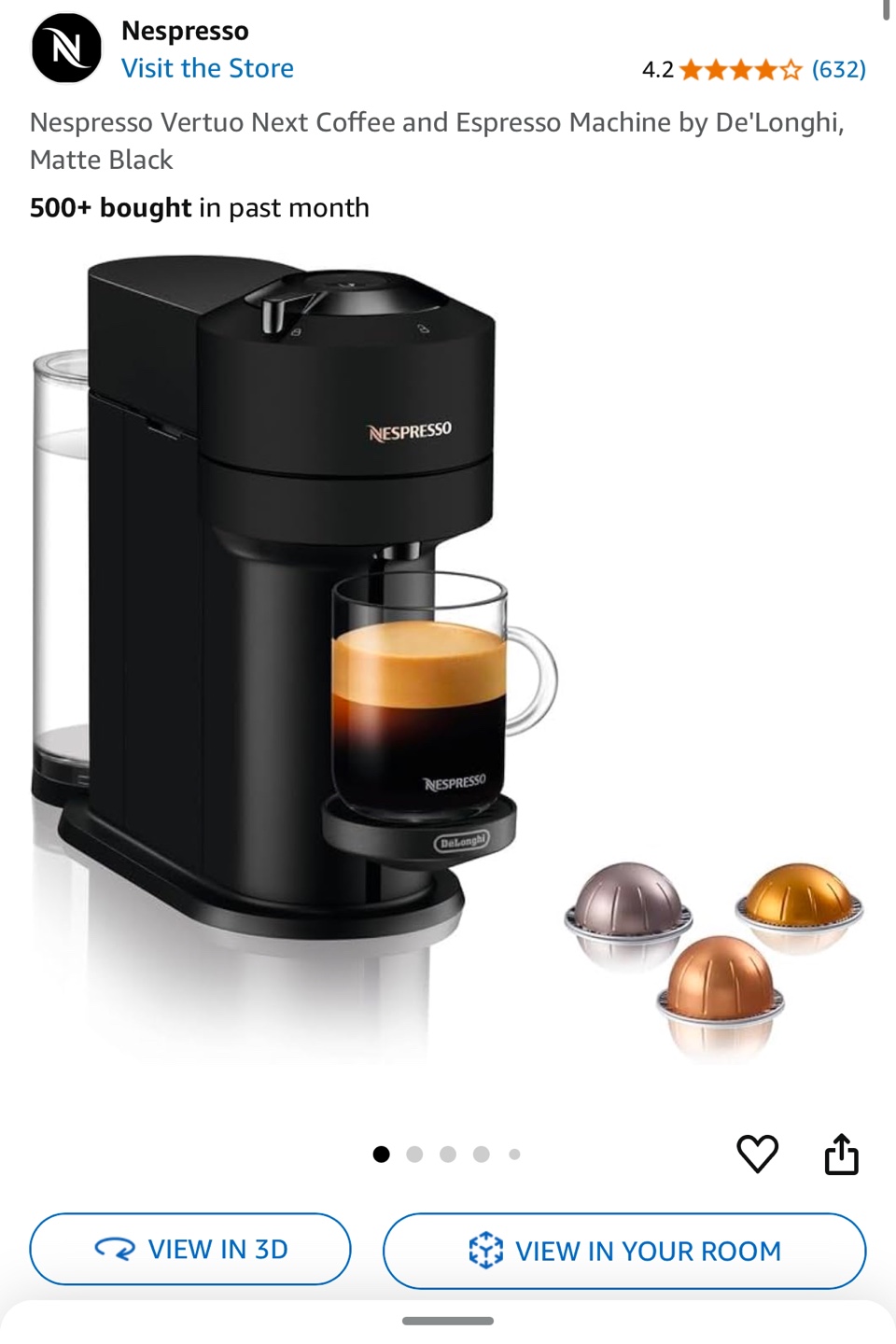 Nespresso Vertuo Next Coffee and Espresso Machine by De'Longhi