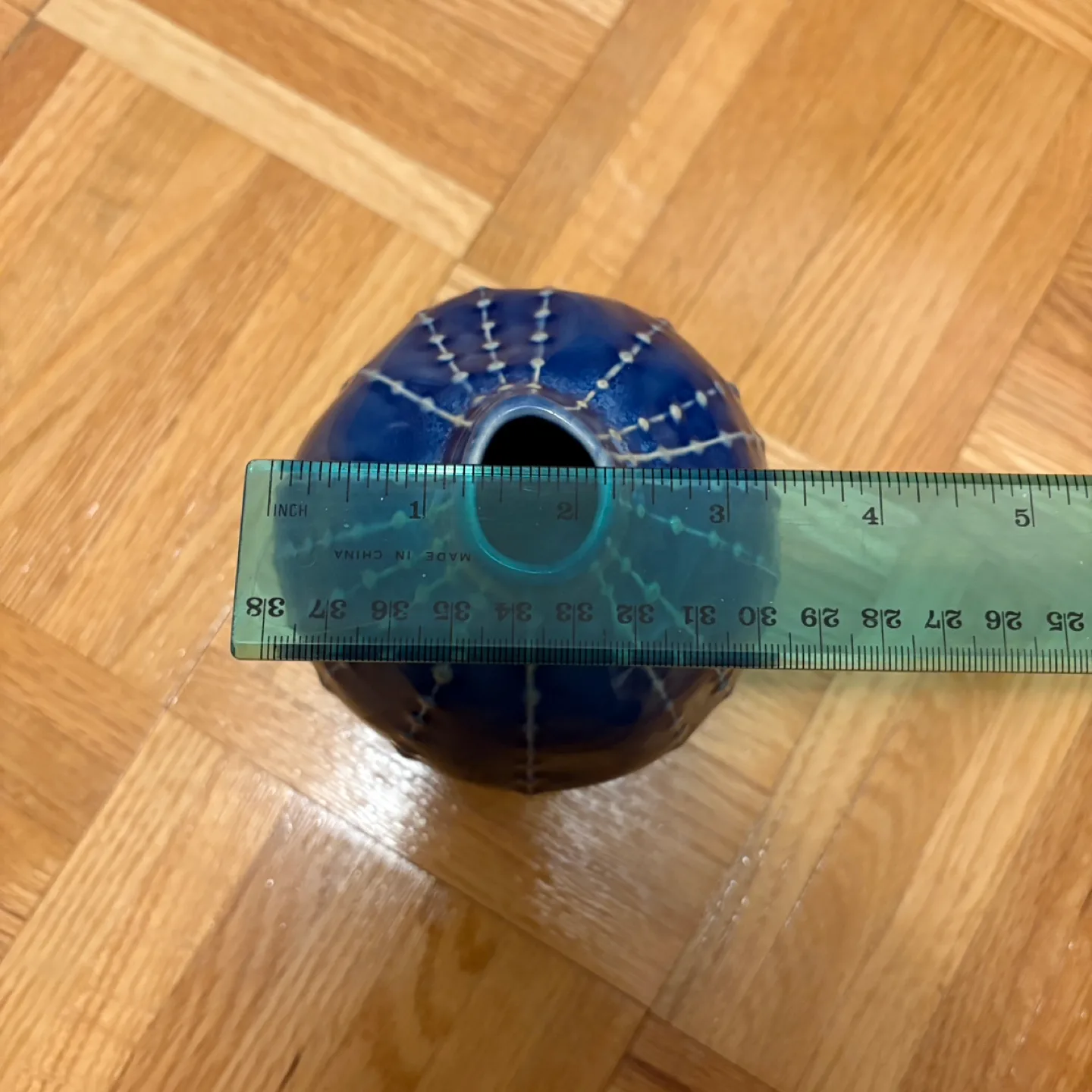 Indigo - Blue Organic Patterned Round Vase - New image indicator(5)