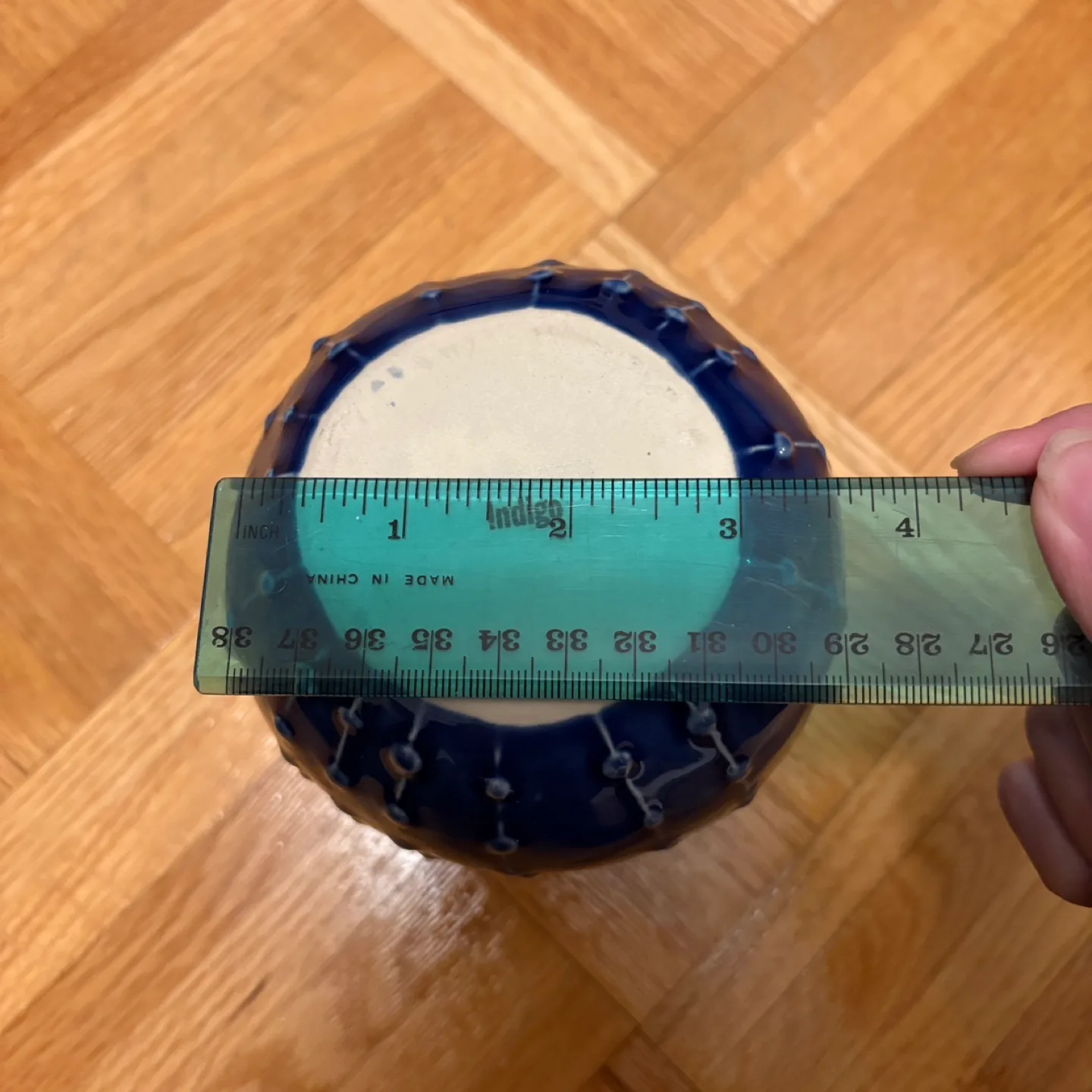 Indigo - Blue Organic Patterned Round Vase - New image indicator(6)