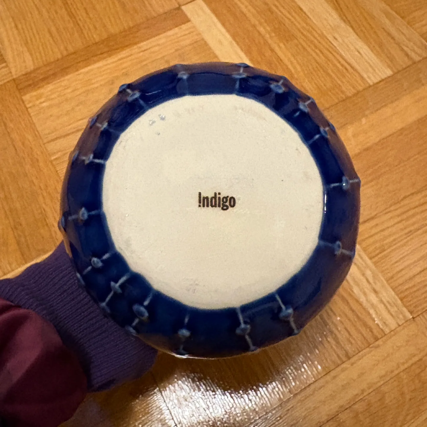 Indigo - Blue Organic Patterned Round Vase - New image indicator(3)