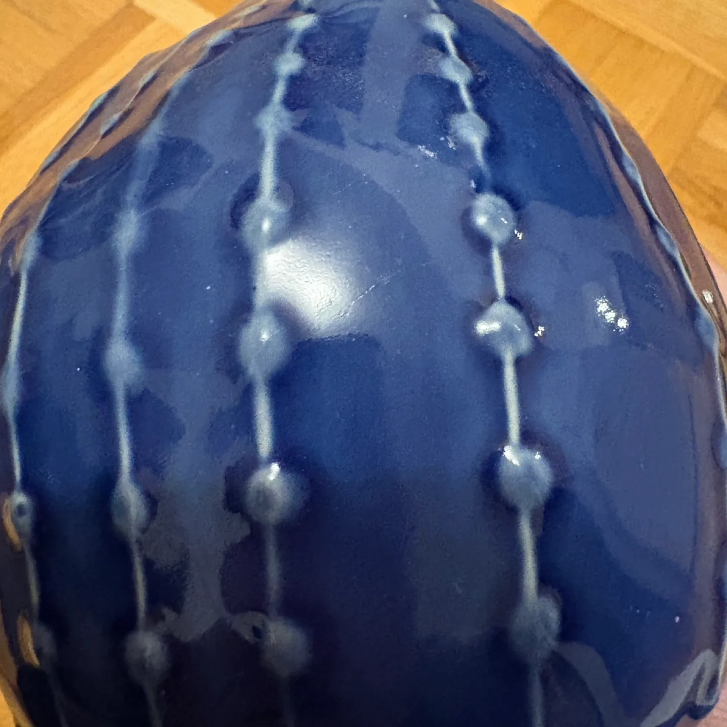 Indigo - Blue Organic Patterned Round Vase - New image indicator(8)