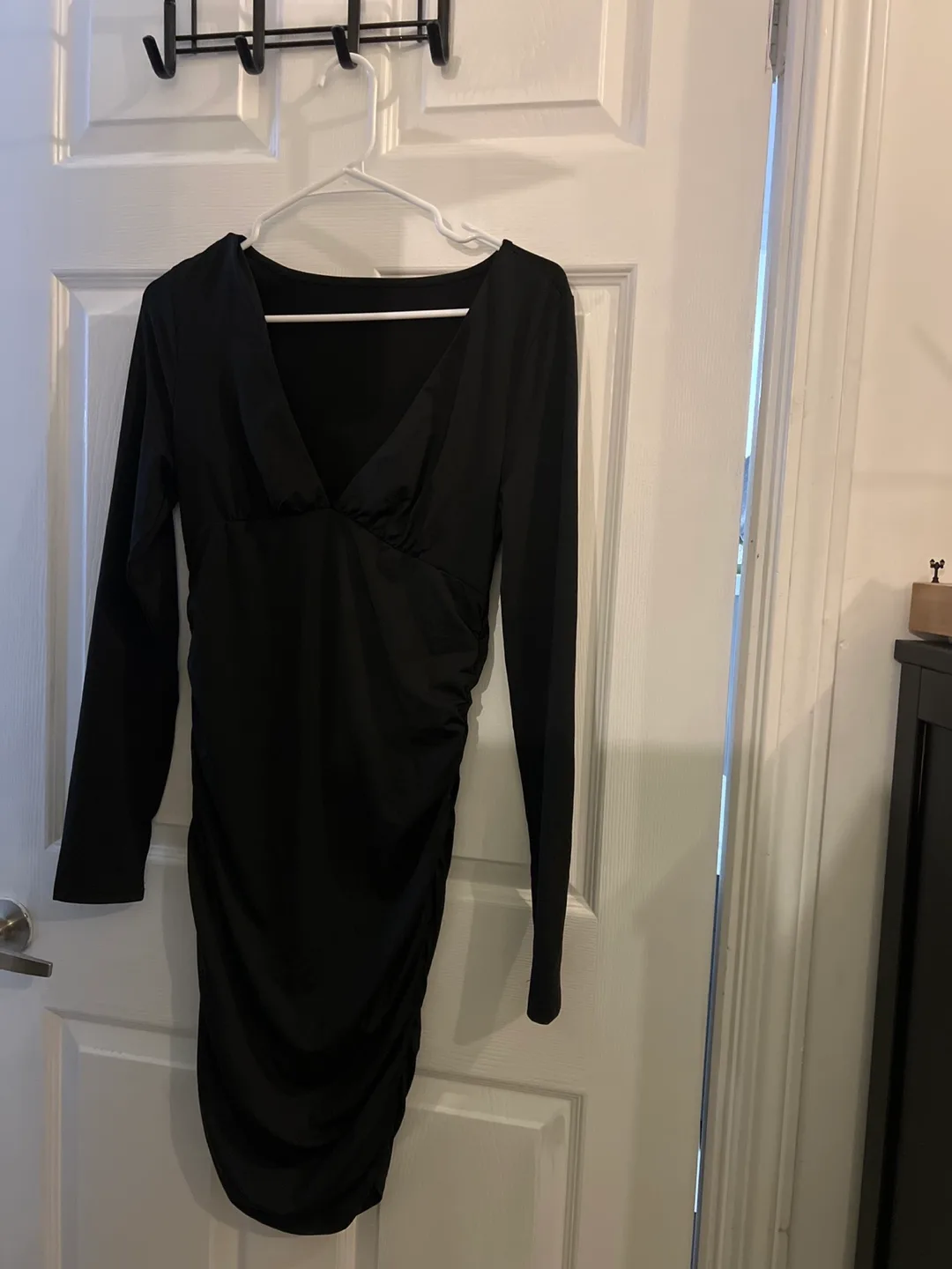 Black Long Sleeve Ruched Dress thumbnail