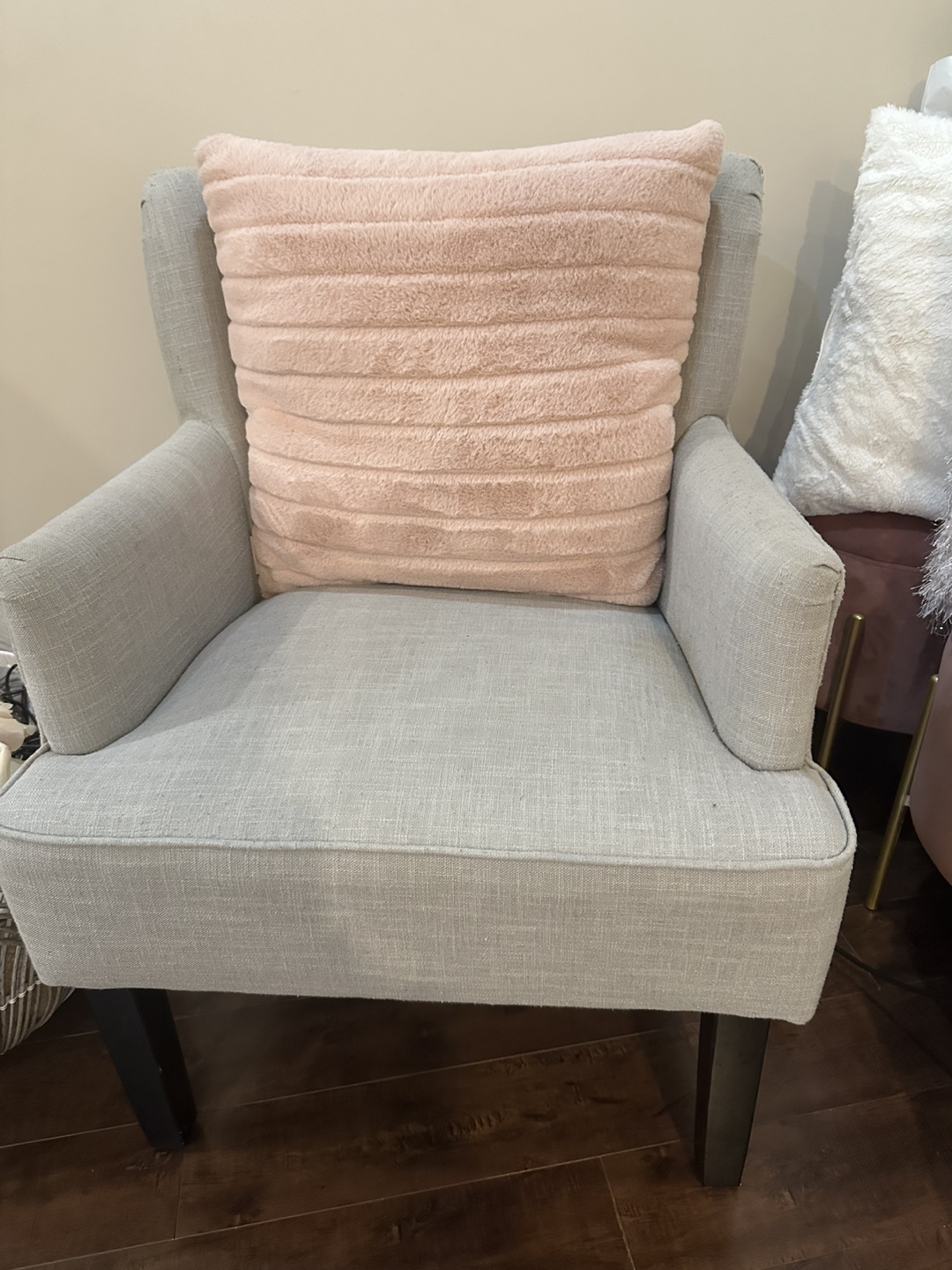 2 Grey Upholstered Accent Chairs