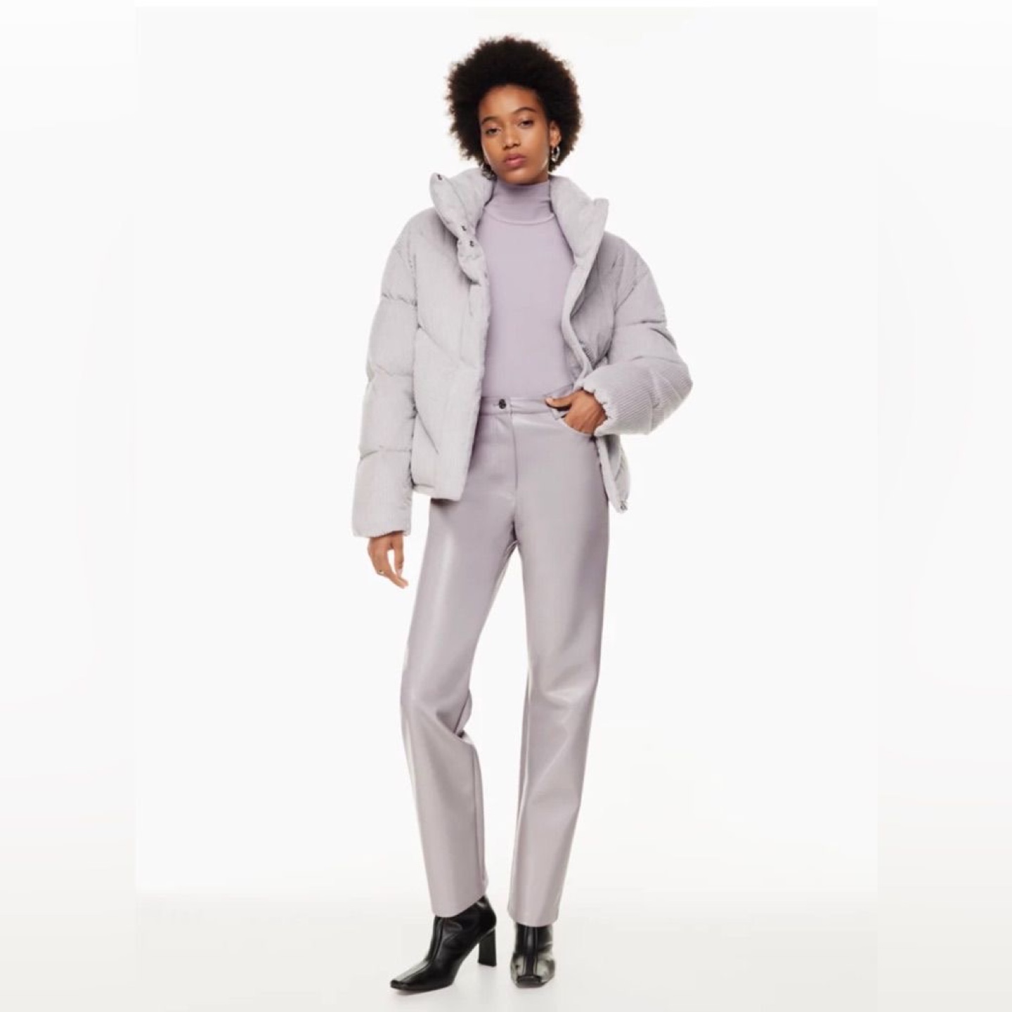 Aritzia Wilfred Lilac Melina Leather Pants
