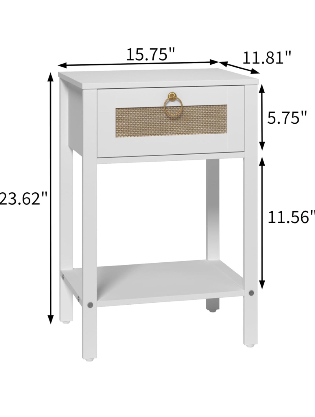 White Nightstand with Drawer and Shelf - photo 2