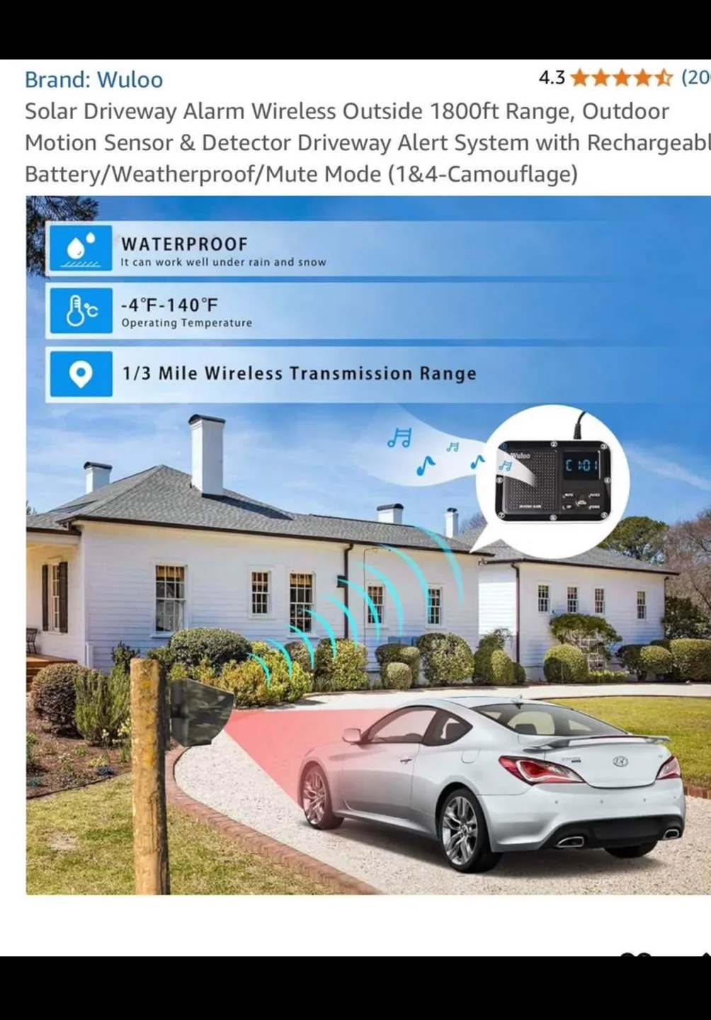 Solar Driveway Alarm Wireless  Outside 1800ft image indicator(2)