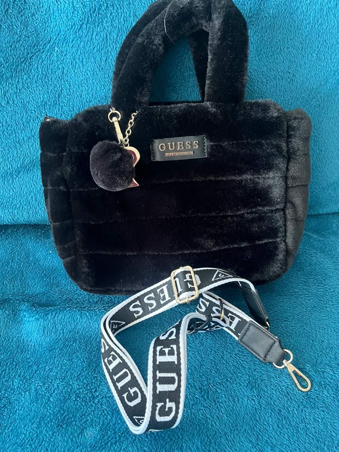 Guess Black Faux Fur Bag thumbnail