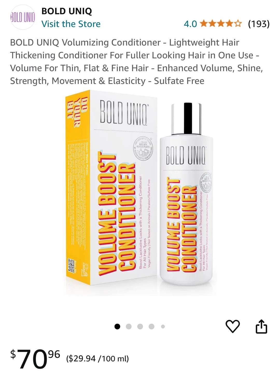 BOLD UNIQ Volumizing Conditioner - Sulfate Free image indicator(2)