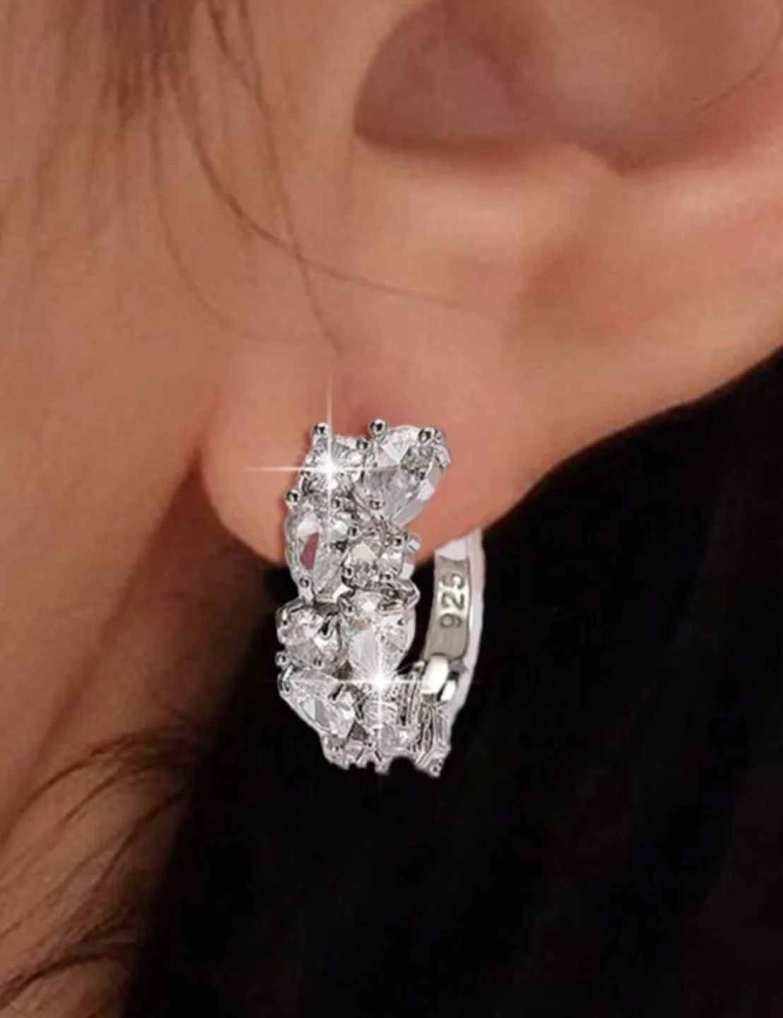 Silver Cubic Zirconia Hoop Earrings image indicator(5)
