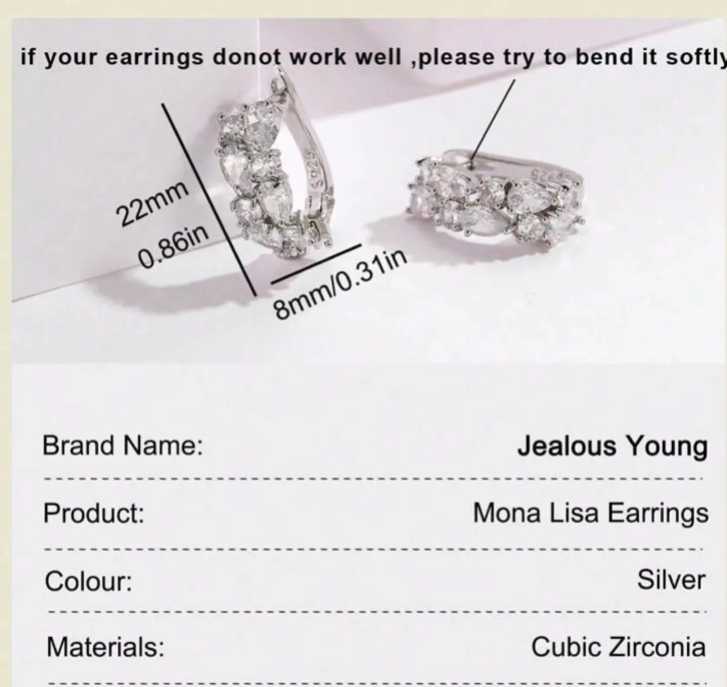 Silver Cubic Zirconia Hoop Earrings image indicator(4)