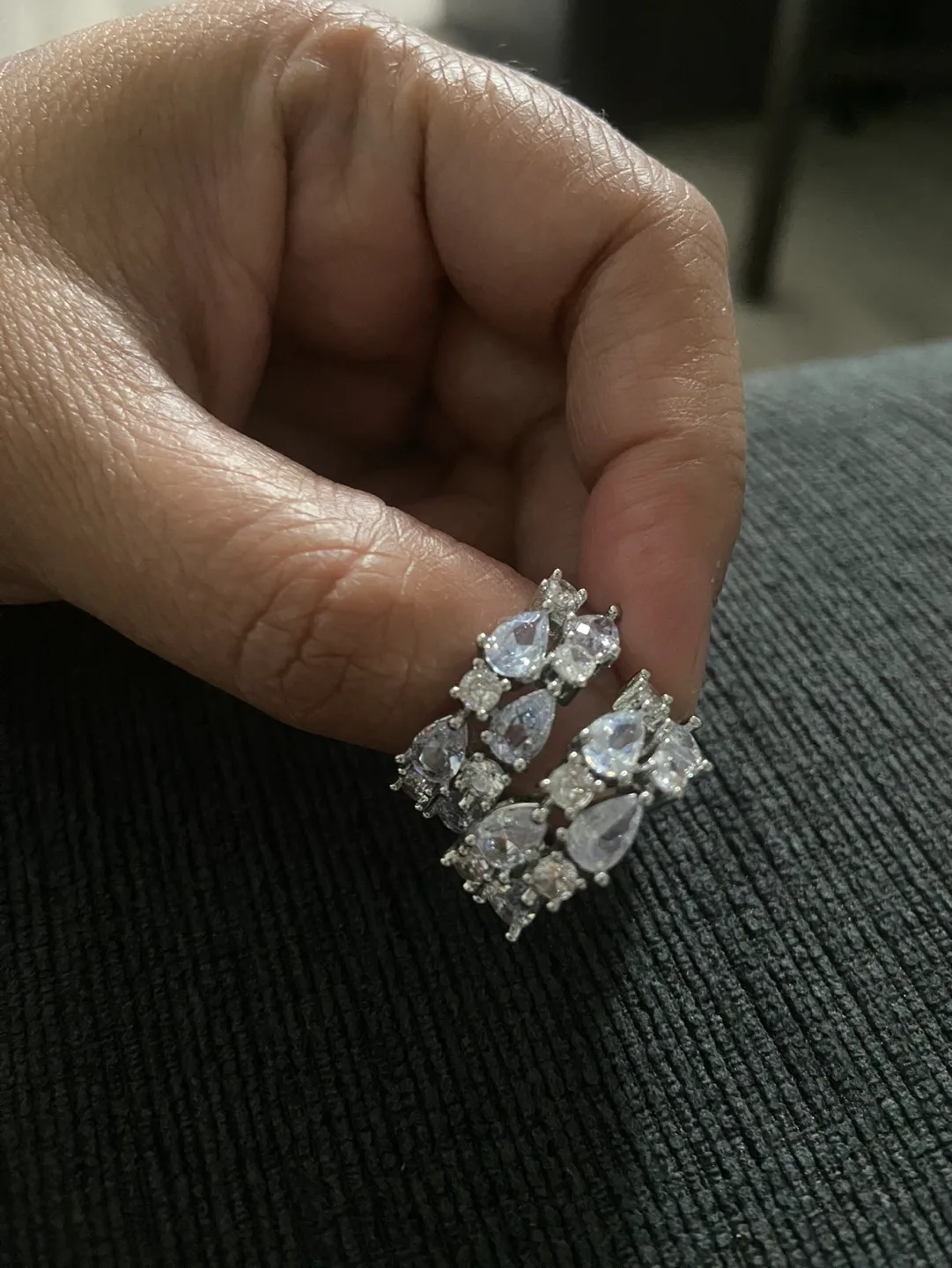 Silver Cubic Zirconia Hoop Earrings image indicator(6)