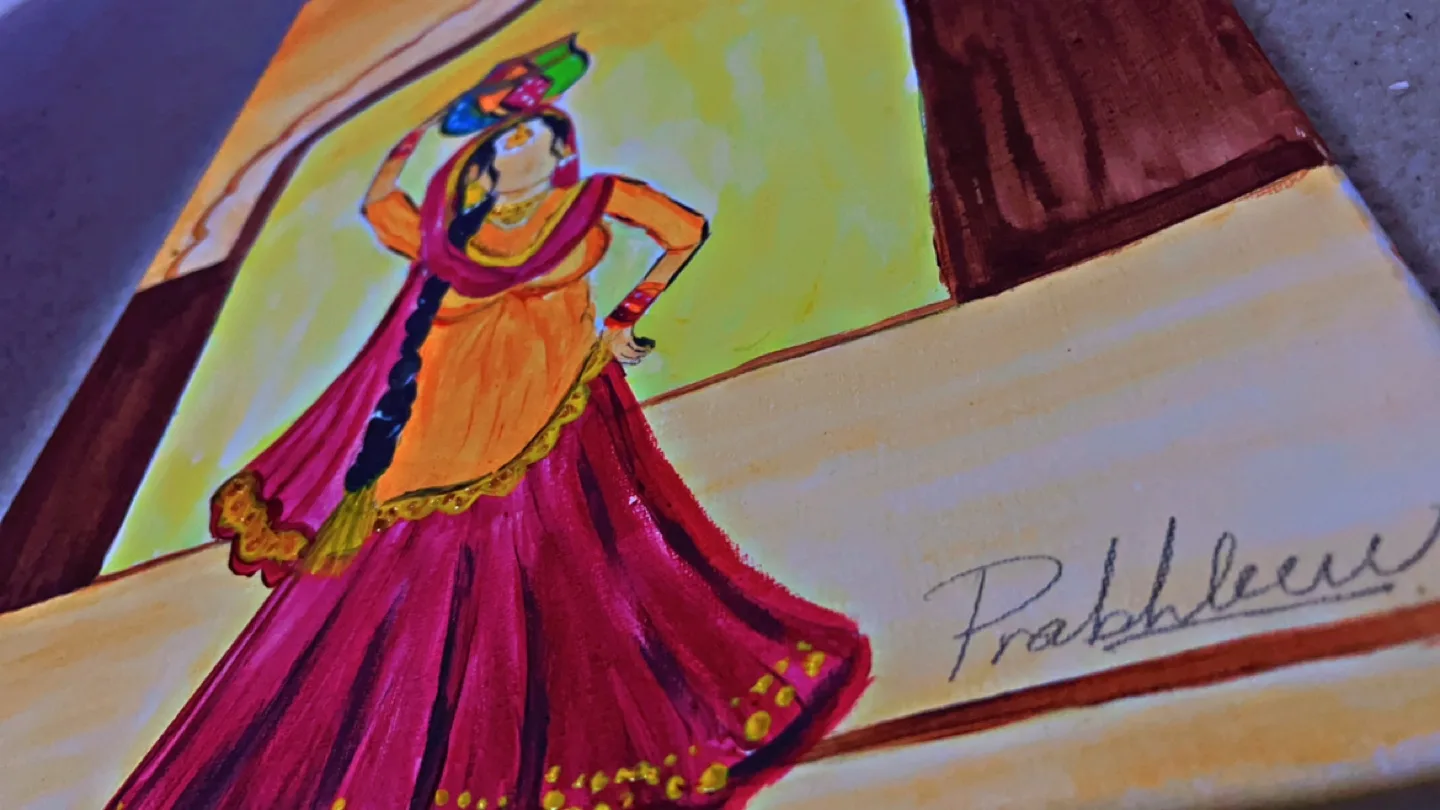 Original Painting of Woman in Sari image indicator(2)