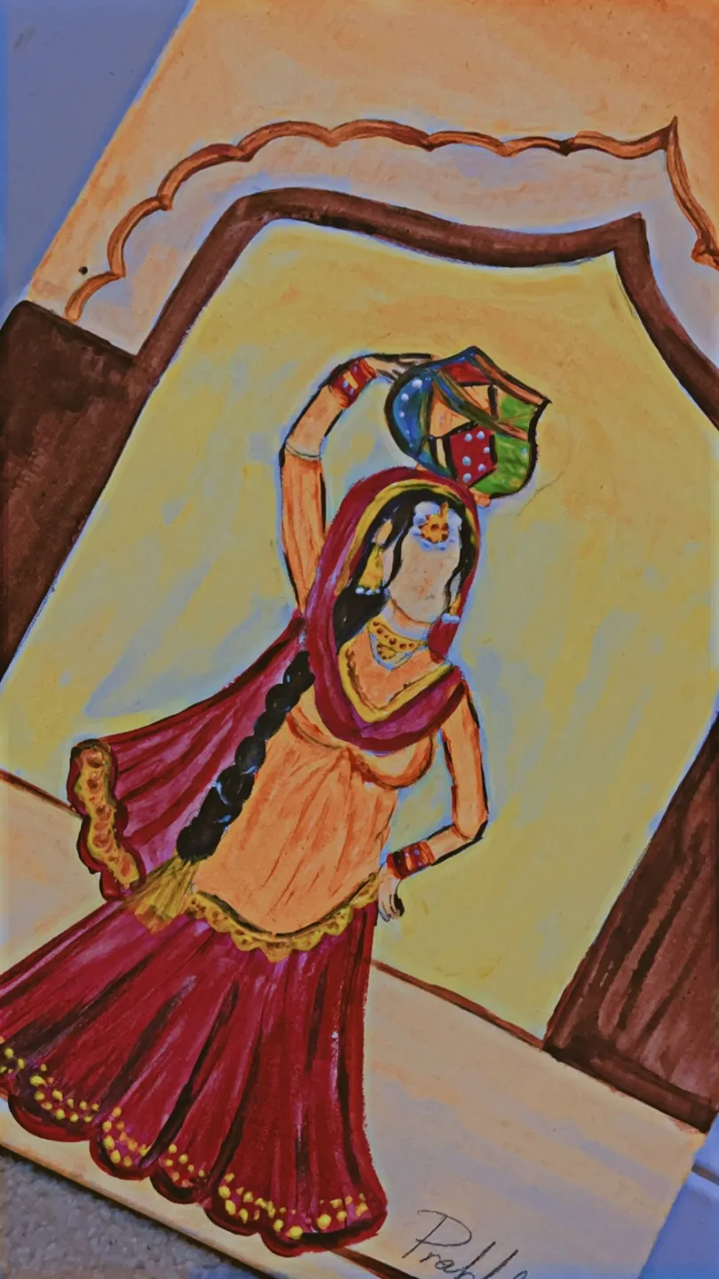 Original Painting of Woman in Sari image indicator(3)