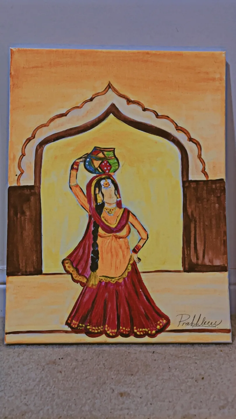 Original Painting of Woman in Sari image indicator(4)