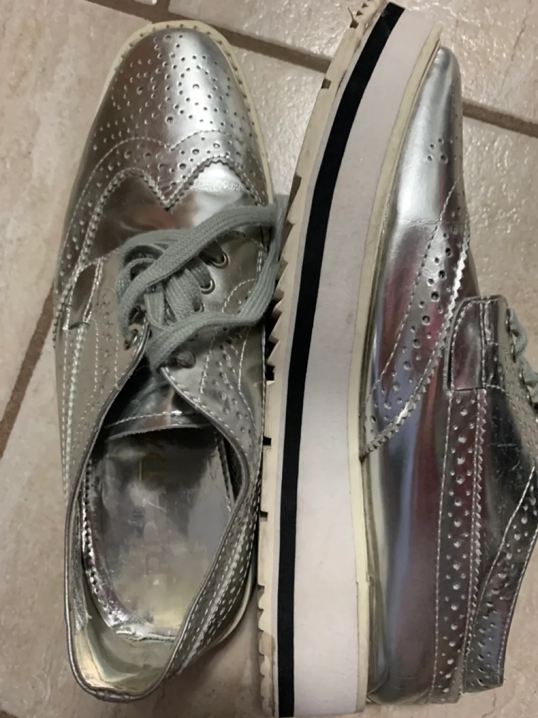 Prada Silver Brogue Sneakers image indicator(6)