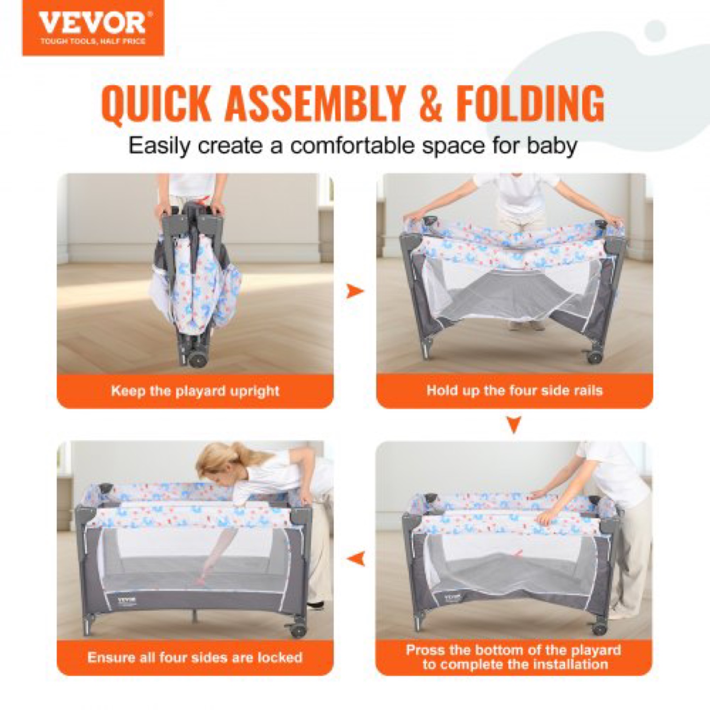 VEVOR Baby Playard with Changing Table and Mosquito Net - photo 2