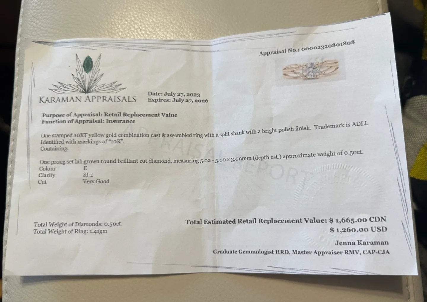 New 10K Gold .50ct Diamond Engagement Ring (with appraisal) image indicator(2)