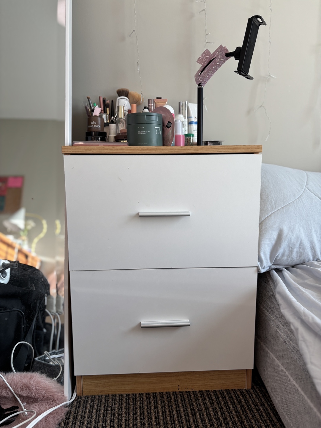 White Nightstand with Two Drawers