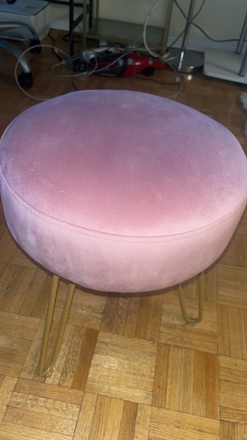 Pink Velvet Stool with Gold Legs - photo 2