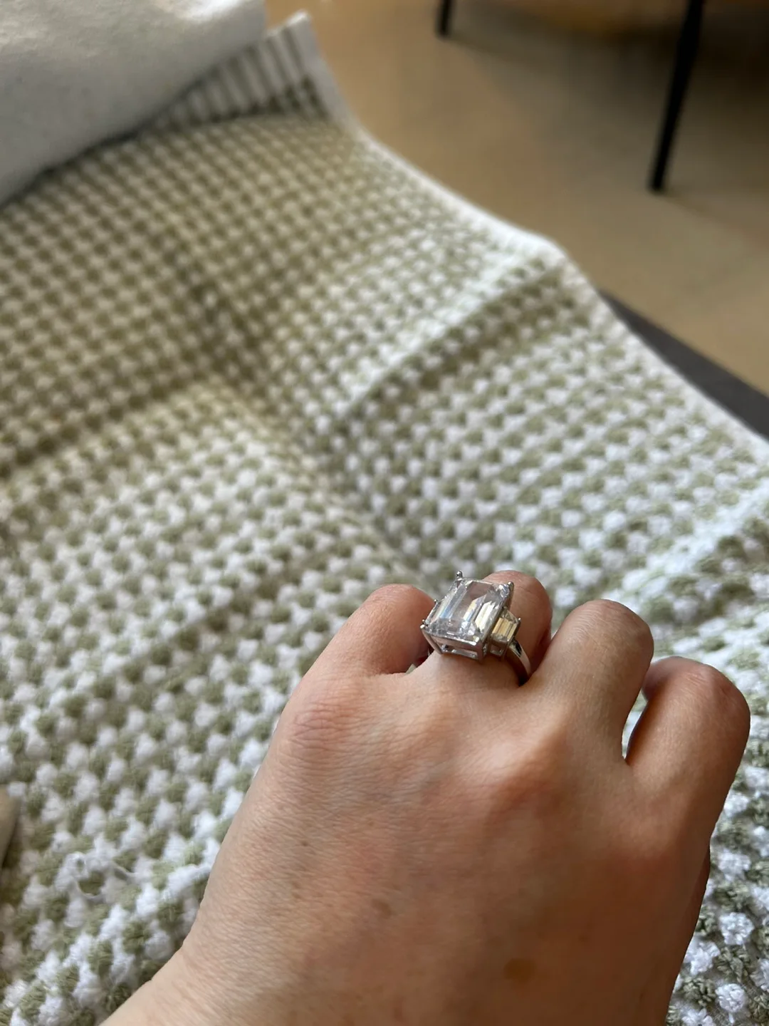 925 silver Emerald Cut moissanite Ring sz 7 image indicator(2)