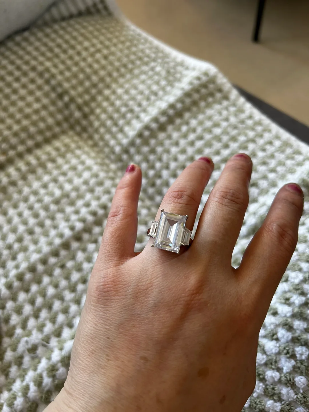 925 silver Emerald Cut moissanite Ring sz 7 image indicator(3)