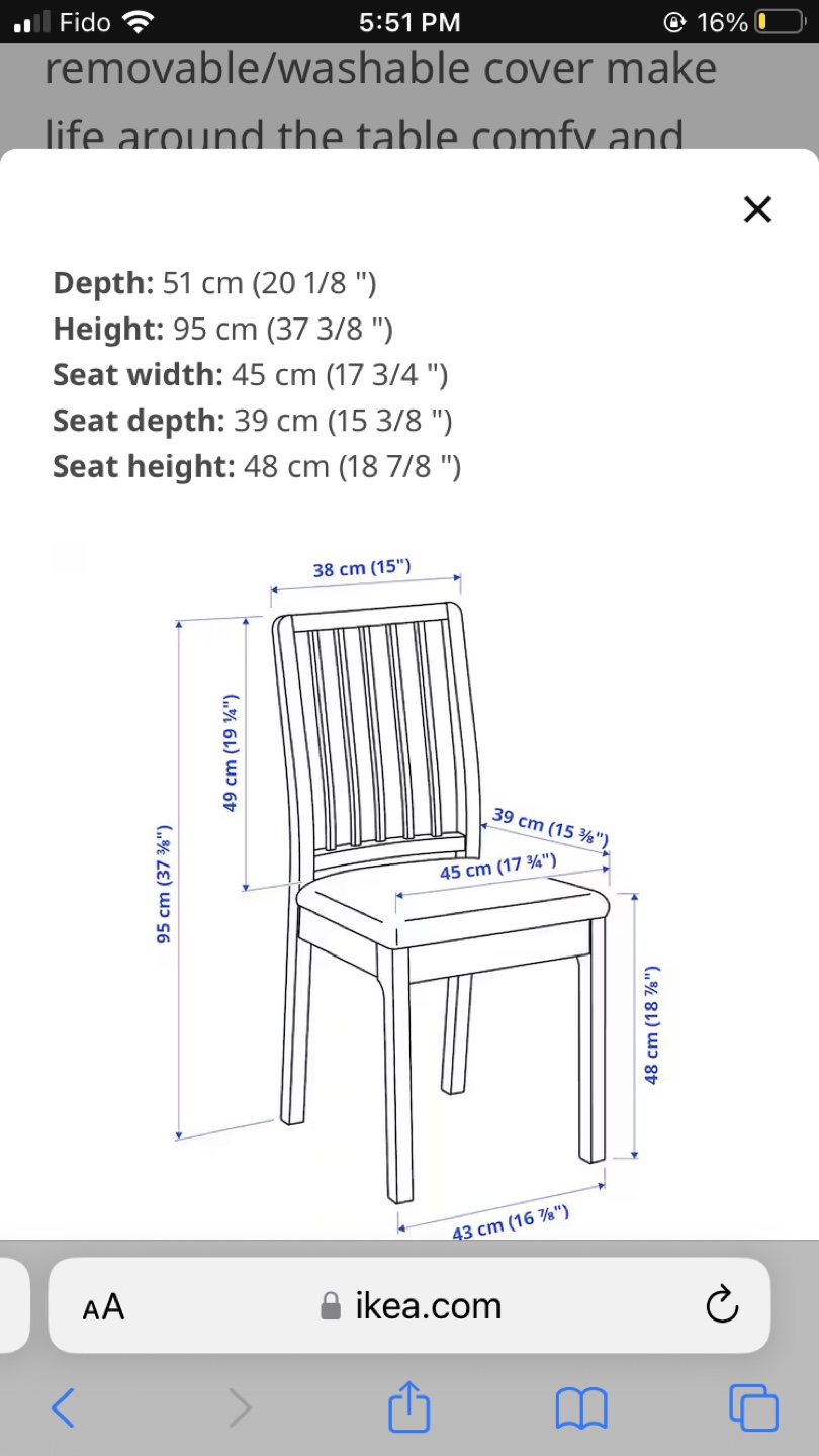 IKEA EKEDALEN Dining Chair - White with Grey Cushion - photo 5