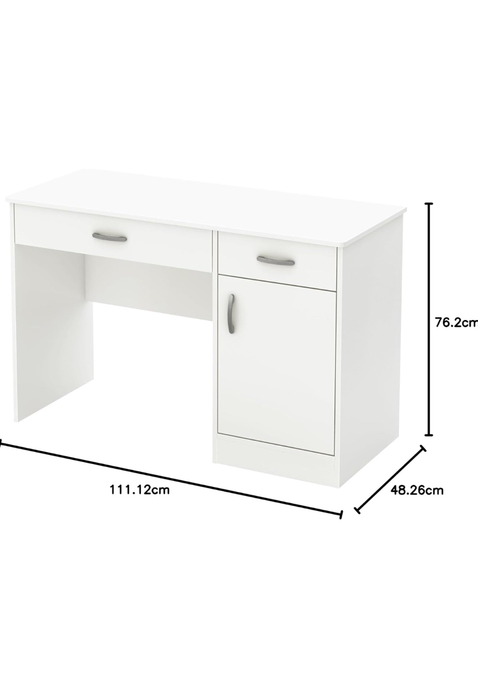 White Desk with Drawer and Cabinet