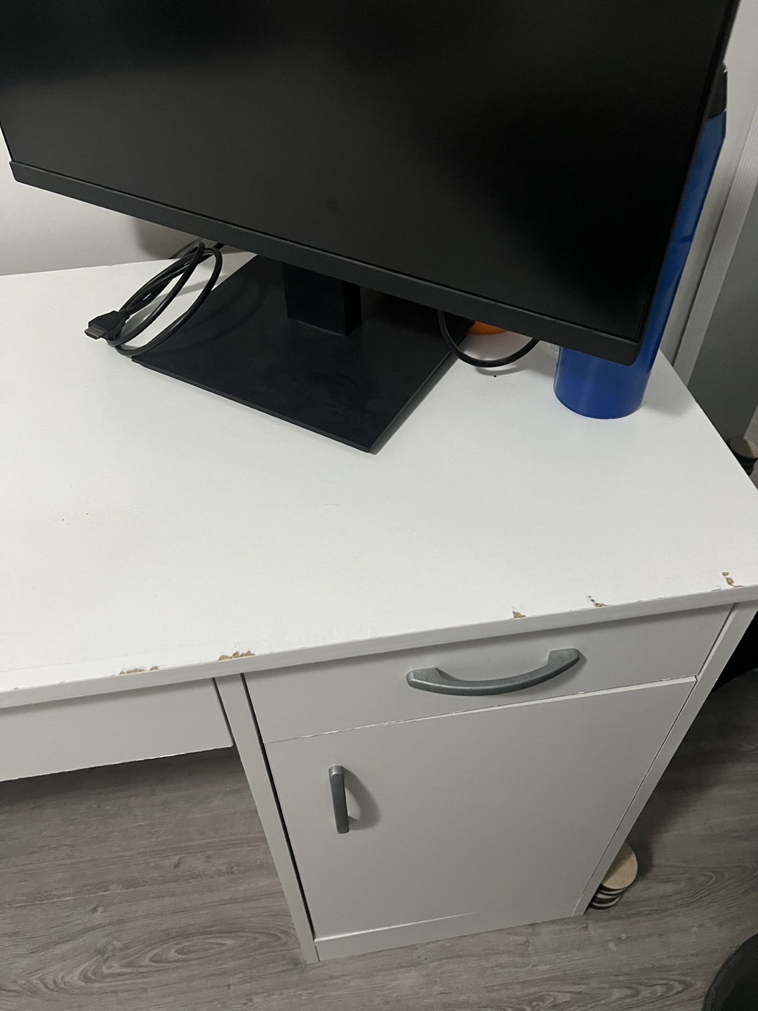 White Desk with Drawer and Cabinet - photo 4