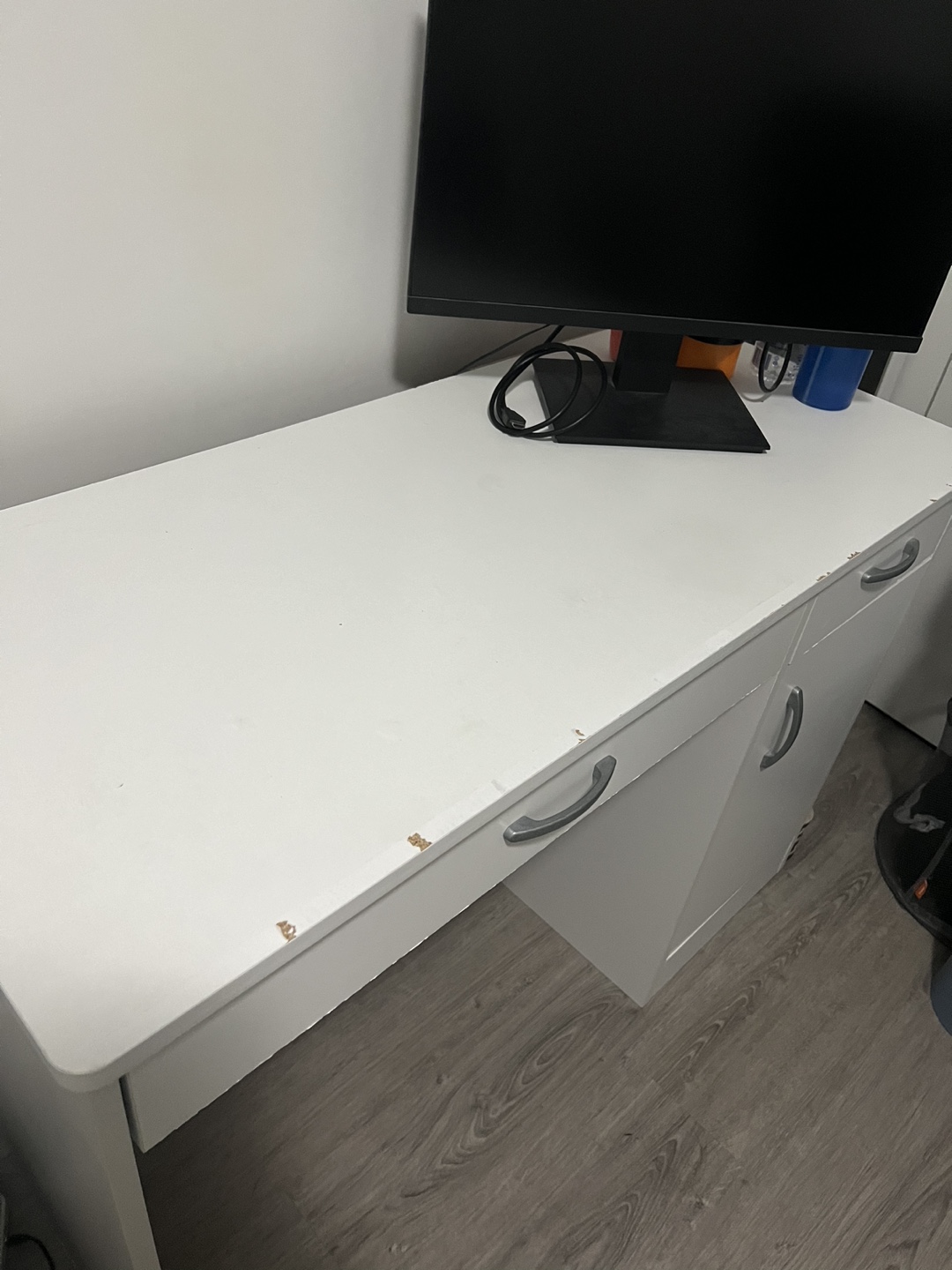 White Desk with Drawer and Cabinet - photo 3
