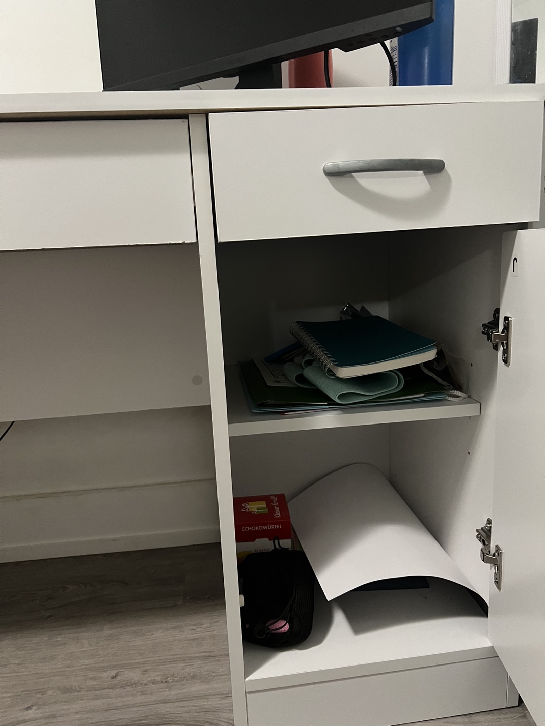 White Desk with Drawer and Cabinet - photo 5