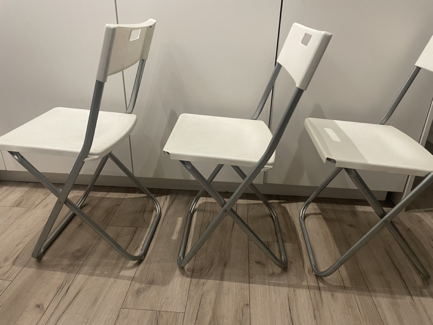 Set of 3 White Folding Chairs