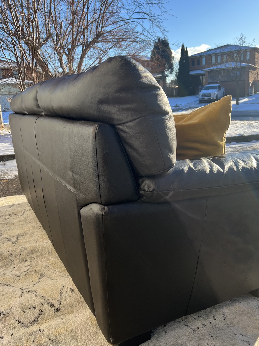 *FREE DELIVERY* Black Leather 3-Seater Sofa for Sale - photo 3