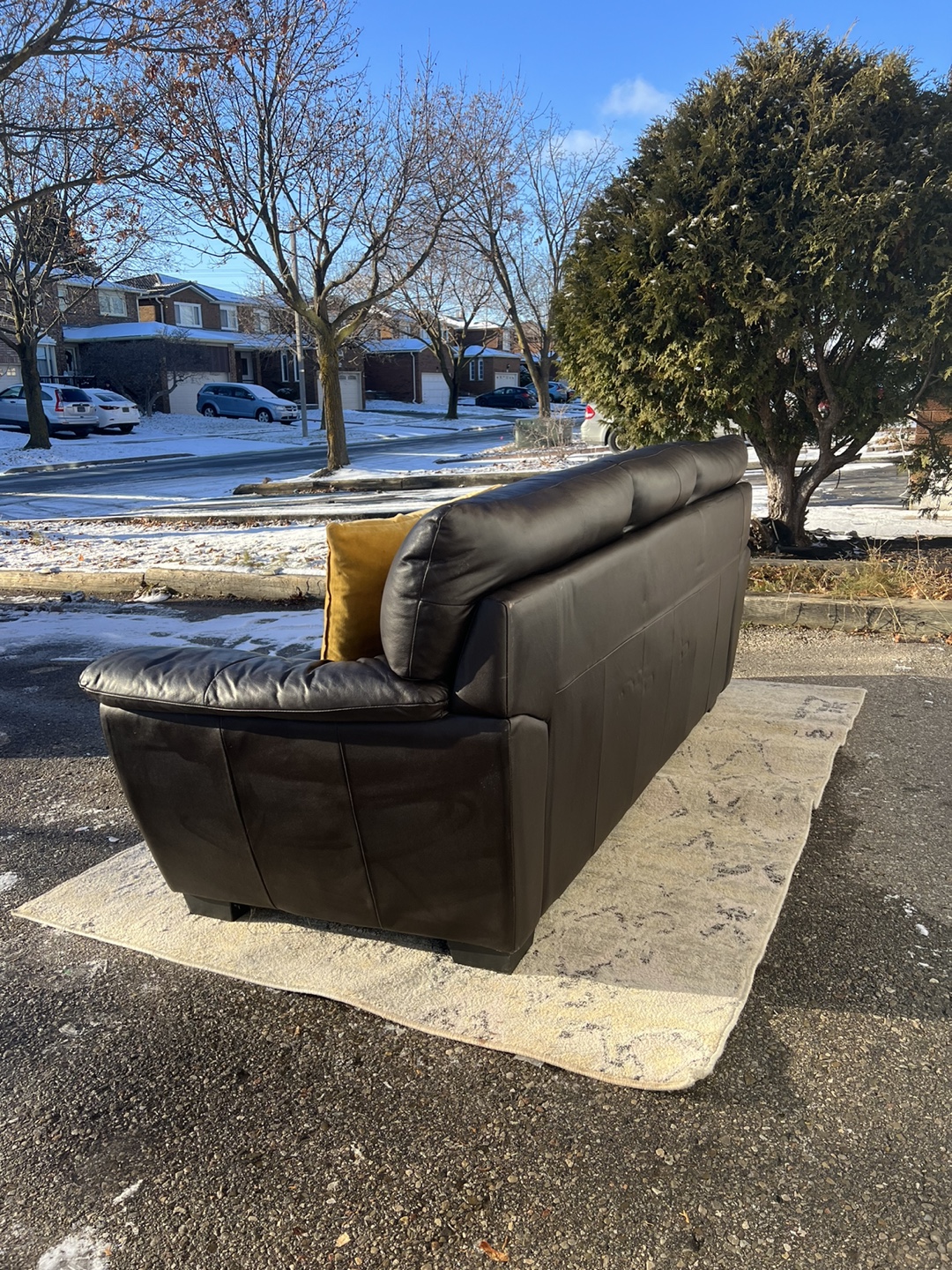 *FREE DELIVERY* Black Leather 3-Seater Sofa for Sale - photo 5