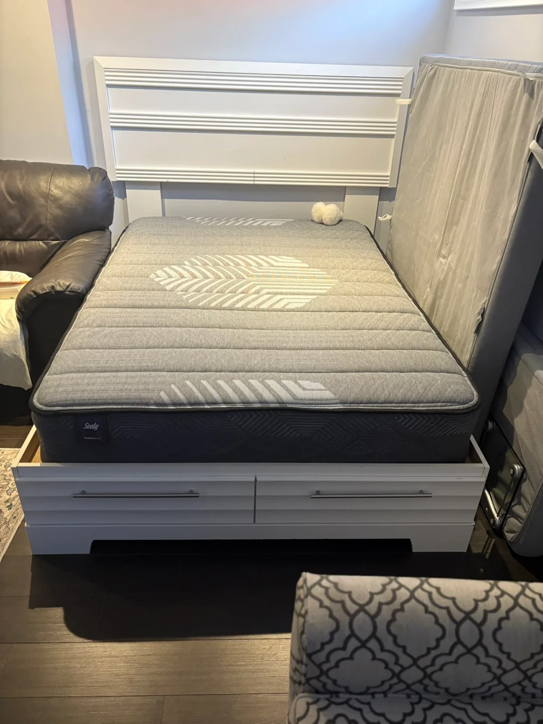 Sealy Mattress with Headboard and Storage thumbnail