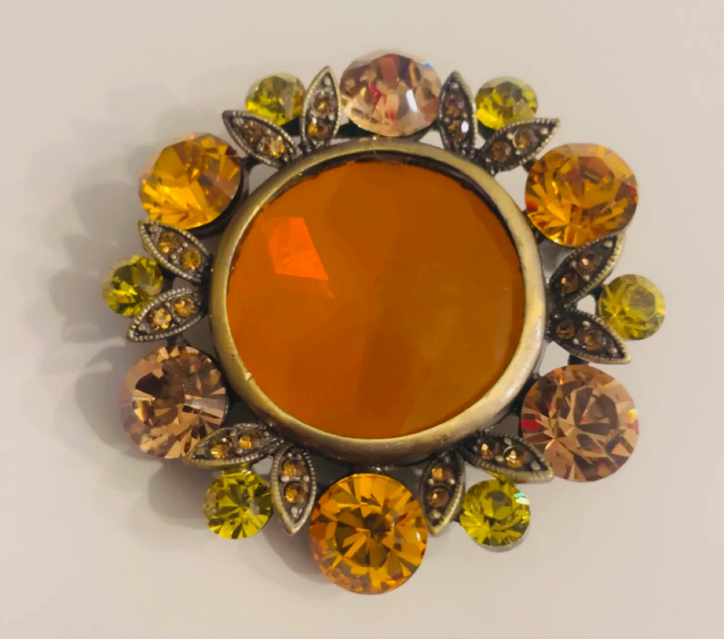 Large Orange Rhinestone Brooch image indicator(2)