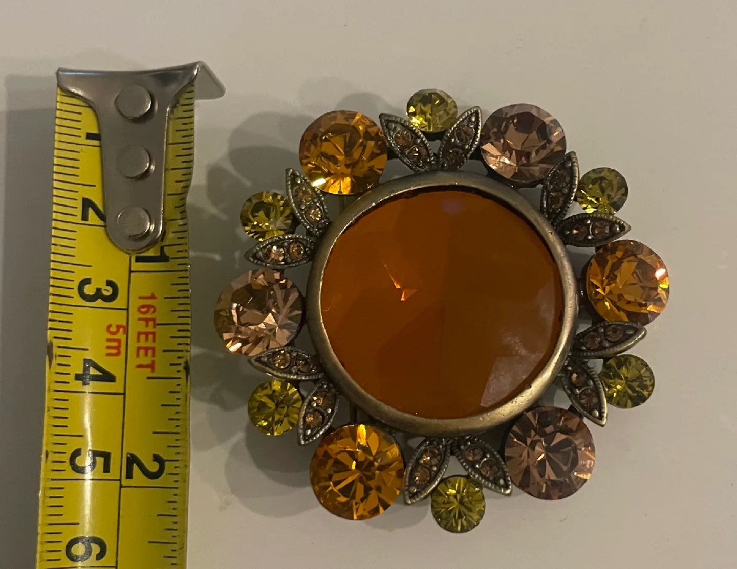 Large Orange Rhinestone Brooch image indicator(4)